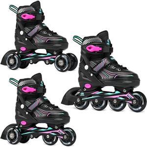CROXER Optima 3in1 Inline Skates Pattini in linea Triskates Pattini a rotelle per bambini e adulti regolabili (Mint/Pink, 35-38 (21cm-23cm))