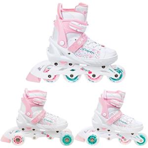 RAVEN 3in1 Inline Skates Pattini in linea Triskates Pattini a rotelle per bambini ragazze regolabili (Rosi, 28-32 (18,5cm-21cm))