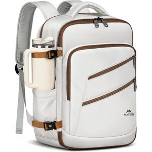MATEIN Zaino 40x30x20 per Ryanair, 24L Bagaglio a Mano 40x30x20 Uomo Donna Impermeabile per PC 15.6 Pollici, Zaino da Viaggio Aereo Cabina per Wizzair Easyjet Eurowings, Bianco Avorio