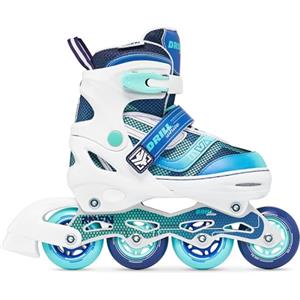 Raven - Pattini a rotelle per bambini, ragazze, ragazzi, adulti, bambini - Pattini a rotelle 2 in 1 con lame da ghiaccio - Regolabili - Drill White/Mint senza Pattini, 38-42 (25-27,5cm)