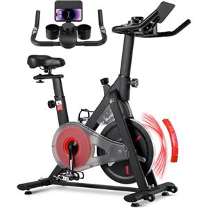 LIFERUN Cyclette da Casa con resistenza regolabile, 0-100% resistenza magnetica, silenziosa bicicletta con monitor LED, supporto per tablet, per allenamento cardio, Aerobica Domestica