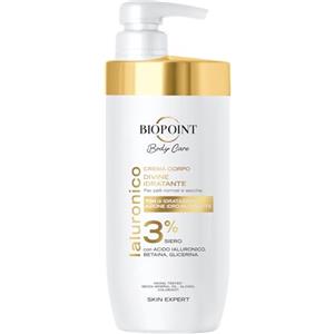 Biopoint - Crema Corpo Divine Cream, 3% Siero con Acido Ialuronico, Betaina e Glicerina, Nutre e Idrata Donando una Profumazione Unica e Raffinata alla Pelle, 500 ml