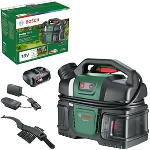 Bosch Idropulitrice a batteria portatile Fontus 18V-6 per bici (serbatoio dell'acqua da 6 L, 8 impostazioni di pressione, vano per tubo e pistola, con 1 batteria da 2,0 Ah 18V, caricatore)