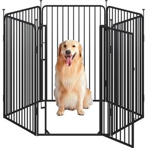 Yaheetech Recinto per Cani 6 Pannelli 100 cm da Interno da Esterno, Cancelletto Box per Cani Gatti, Cancello Barriera Pieghevole in Metallo per Casa Giardino