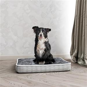 Italian Bed Linen Cuscinone 4 stagioni per cani e gatti, cuscino sfoderabile con zip e lavabile - Letto imbottito, cuccia in pile per l'inverno e tessuto waterproof per l'estate - 78x58 cm GRIGIO CHIARO