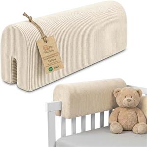 Totsy Baby Paracolpi lettino neonato antisoffoco 120 cm - Protezione schiuma per lettino fasciatoio e culla per i bordi del letto o della culla per bambini da 1 a 3 anni Velluto a coste Beige B