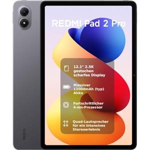 XIAOMI REDMI Pad 2 Pro, 8 + 256 GB, 12,1" 2,5 K 120 Hz, batteria gigante da 12.000 mAh (tipo), processore 4 nm, connettività continua, grigio grafite, WiFi