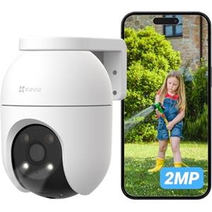 EZVIZ Telecamera Wi-Fi Esterno 1080p, Telecamera Motorizzata per Esterni con Copertura a 360°, Visione Notturna a Colori, Rilevamento di Persone, Tracciamento Automatico, Alexa/Google, C8c 2MP