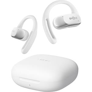 SHOKZ Cuffie Open-Ear OpenFit Air, auricolari Bluetooth wireless con microfono, con gancio auricolare Air, ricarica rapida, 28 ore di riproduzione, resistenza all'acqua IP54 per l'allenamento, Bianco
