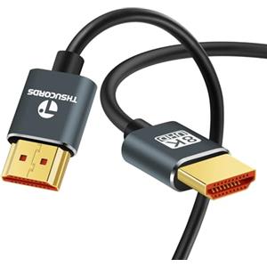 Thsucords Ultra Sottile 8K 4K Cavo HDMI 3M, Flessibile Morbido ad alta velocità HDMI 2.1 Supporto 4K@120Hz 8K@60Hz 48Gbps Compatibile con Roku TV/HDTV/PS5/Blu-ray