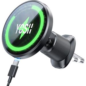 YOSH Caricatore Wireless Auto per Magsafe [15W Ricarica Veloce] Supporto Telefono Auto Magnetico per Presa d'Aria, Ricarica Wireless per iPhone 16/15/14/13/12 & custodia Mag-Safe