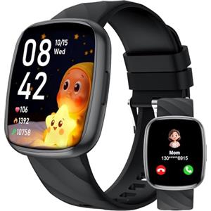 Alutoria Smartwatch Bambini-Orologio smartwatch bambino IP68 con 110+ Modalità Sportivo Contapassi Frequenza Cardiaca Monitor Sonno-Orologio sportivo bambini Smart watch ragazzi e ragazze Ado 4-15 Anni Nero