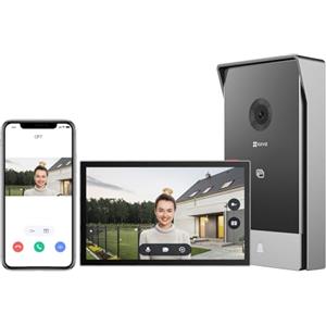 EZVIZ Videocitofono Collegato allo Smartphone, 7 Pollici Touch Monitor, Visione Notturna, Unlock Remote, 2K, Rilevamento Umano, Opzione RFID, Impermeabile CP7