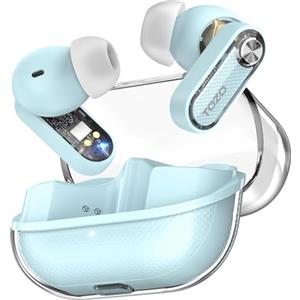 TOZO Crystal Pods Cuffie Bluetooth 5.4 con Ibrido ANC Chiamata IA ENC ORIGX 2.0 Acustica EQ Regolazione 35 Ore Riproduzione Gioco Modalità Ricarica Rapido USB Tipo C IPX5 (Blu)