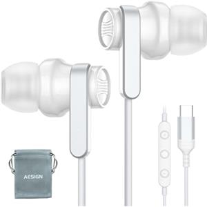AESIGN Cuffie USB C con Microfono Cuffie Type C per Samsung S25 S24 S23 Ultra FE A35 A36 A16 A56 A55 A54 Hi-Fi Auricolari Tipo C In-Ear con Filo Auricolari USB C per iPhone 16 15 Pro Max,iPad Pro,Xiaomi