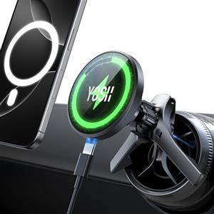 YOSH per MagSafe Supporto per auto per prese d'aria rotonde, compatibile con Mercedes A/B/C/V/GLC/Sprinter, caricabatteria da auto wireless per iPhone, accessori per Mercedes Benz
