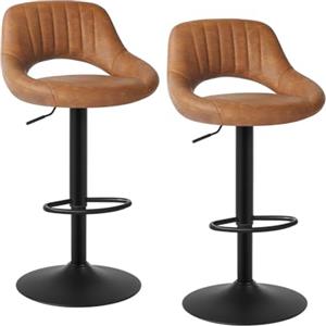 EUGAD 2x Sgabelli da Bar Cucina Sedia Alta da Sala Pranzo in Simipelle Regolabile e Girevole a 360° con Schienale Poggiapiedi Marrone 0667BY-2