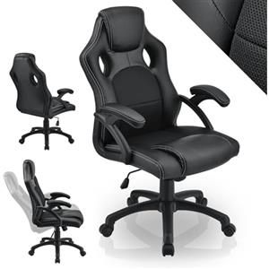 Juskys Sedia racing da scrivania Montreal ergonomica regolabile in altezza e imbottita portata 120 kg Sedia da ufficio girevole Sedia da gaming per PC - nero