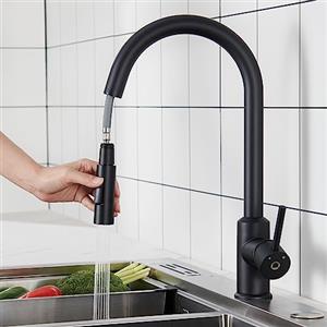 CECIPA Rubinetto Lavello Cucina Nero, Miscelatore Cucina con Doccetta Estraibile e 2 Modalità Acqua, Rubinetto Acciaio Inox Girevole a 360°, Risparmio Idrico, Nero