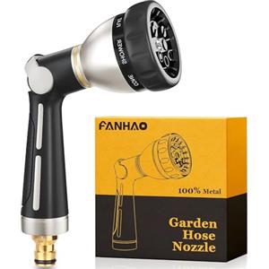 FANHAO Pistola Acqua Giardino ad Alta Pressione, Irrigazione Tubo Metallo con 8 Modelli dello Spruzzo, Controllo del Pollice, Valvola On/Off
