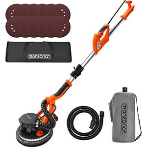 MONZANA® Levigatrice Muro 750Watt Telescopica Cartongesso Giraffa Levigatura Professionale Pareti 12 Dischi Abrasivi Carteggiatrice Soffitti Orbitale