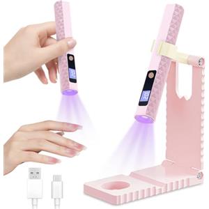 flintronic Mini Lampada UV LED Unghie, 3W Lampada UV Unghie Piccola Senza Fili, con Supporto, 2 Timer 30/60S, Ricaricabile USB Sciugatura Rapida