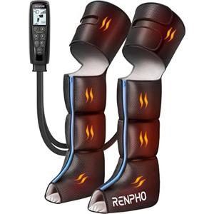 RENPHO Massaggiatore Gambe con Calore, Compressione d'Aria 360°, 6 Modalità & 5 Intensità, Massaggiatore Piedi e Gambe per Atleti, Adatto a gambe fino a 27.5", Regalo Uomo & Regalo Donna