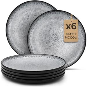 Twinzee Servizio Piatti Moderni 6 Piatti da dessert in Gres per 6 Persone - Compatibile con Microonde - Riviera Collection