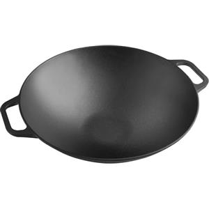 Victoria Wok in Ghisa Smaltata Induzione da 35,5cm, Adatta per, Fuoco, Barbecue, Forno, Vetroceramica e Gas, Cast Iron Skillet Senza Sostanze Tossiche, Senza PTFE e PFOA