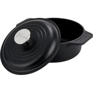 Victoria Forno Olandese Ghisa Stagionata 20cm/ 1,9L, Cast Iron Pentola Senza Sostanze Tossiche, Senza PTFE e PFOA, Adatta per Barbecue, Forno, Induzione, Gas