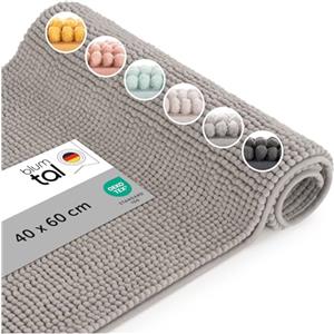 Blumtal Tappeto Bagno Antiscivolo, Tappetino Bagno in Ciniglia lavabile, Tappeto Assorbente, Certificato Oeko-TEX - 40x60cm, grigio