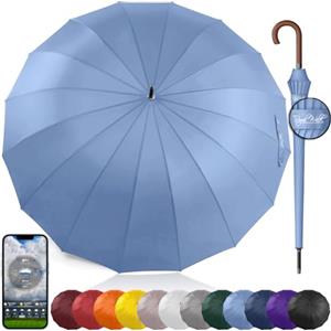 Royal Walk Ombrello Pioggia Antivento Grande 54 Pollici Ombrello Portatile Automatico Aperto Per 2 Persone Uomo Di Legno Leggero Resistente 16 Costole Golf Da Viaggio Impermeabile 120cm Blu Ardesia
