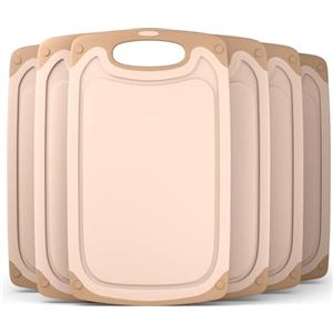 Blumtal set taglieri da cucina in plastica 25x15 cm set da 6 - tagliere da cucina plastica lavabile in lavastoviglie - set taglieri cucina senza BPA - tagliere piccolo in beige