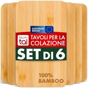 Blumtal - Tagliere in legno 100% bambù Set da 3 (22x15, 28x22, 33x 22) - tagliere in legno antibatterico, con foro per appendere e piedini trasparenti antiscivolo