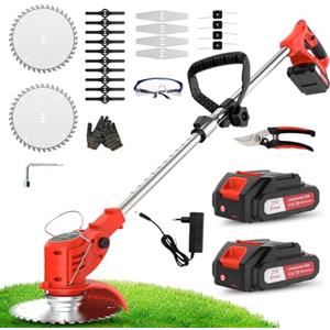 OUTIGO Taglia Erba da Giardino Elettrico, Tagliaerba Elettrico a Batteria da 800 W con 4 Tipi di Lame, manico regolabile da 71cm a 106 cm