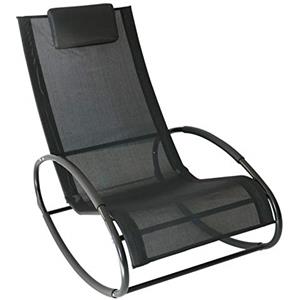 Outsunny Sdraio da Giardino Zero Gravity, Sedia a Dondolo Ergonomica con Cuscino e Tessuto Traspirante per Interno ed Esterno, Nera, 105x62x88 cm