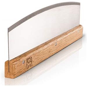 Blumtal Mezzaluna Tagliapizza - Coltello Pizza in Acciaio Inox 35cm con Manico in Legno - Mezzaluna da Pizza Professionale