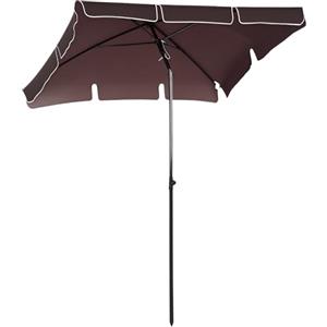 Outsunny Ombrellone da Giardino Rettangolare 2x1.3 m con Inclinazione Regolabile e Palo in Alluminio, Marrone e Nero