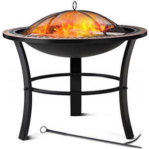 GARDEBRUK® Braciere Rotondo Sevilla da Esterno Mosaico 76x76cm Parascintille Camino da Giardino Stufa Caminetto Patio