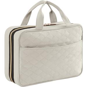 Lifewit Beauty Case da Viaggio Donna, Grande Trousse Trucchi da Appendere, Beautycase da Viaggio con 4 Trasparente Scomparti, Regalo Donna e Uomo, Medio, Grigio Chiaro