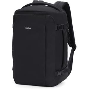 ECOHUB Zaino Ryanair 40x20x25, Zaino da Viaggio da 20L con 10 Tasche, Valigia Bagaglio a Mano Porta PC 14 pollici, Zaini Donna Uomo in PET Riciclato per Trekking e Lavoro（Nero）