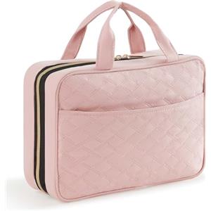 Lifewit Beauty Case da Viaggio Donna, Grande Trousse Trucchi da Appendere, Beautycase da Viaggio con 4 Trasparente Scomparti, Regalo Donna e Uomo, Medio, Rosa