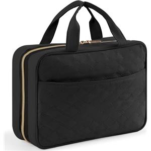 Lifewit Beauty Case da Viaggio Donna, Grande Trousse Trucchi da Appendere, Beautycase da Viaggio con 4 Trasparente Scomparti, Regalo Donna e Uomo, Medio, Nero