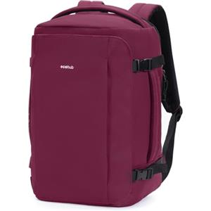 ECOHUB Zaino Ryanair 40x20x25, Zaino da Viaggio da 20L con 10 Tasche, Valigia Bagaglio a Mano Porta PC 14 pollici, Zaini Donna Uomo in PET Riciclato per Trekking e Lavoro（Rosso）