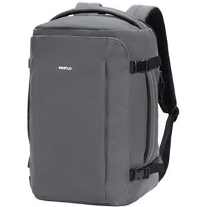 ECOHUB Zaino Ryanair 40x20x25, Zaino da Viaggio da 20L con 10 Tasche, Valigia Bagaglio a Mano Porta PC 14 pollici, Zaini Donna Uomo in PET Riciclato per Trekking e Lavoro (Grigio)