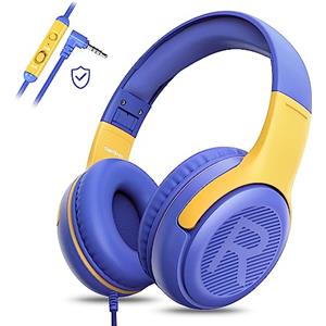awatrue Cuffie per Bambini con Cavo, Cuffie per Bambini con Microfono, Cuffie On-ear, Limitazione del Volume 85/94 dB, jack da 3,5 mm, Design pieghevole, Sicure e Comode (Viola)