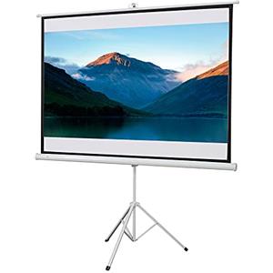 HOMCOM Telo Proiettore da 84 Pollici 4K HD Formato 4:3 con Treppiede Pieghevole Regolabile, Schermo Proiettore Portatile in Metallo, Grandangolo di 160 Gradi, per Casa, Home, Cinema, Esterno, Bianco