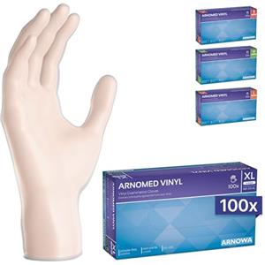 ARNOMED 100x ARNOMED® Guanti vinile XL Trasparente, Guanti monouso senza polvere, Guanti plastica usa e getta dermanyvinile, Per cucina, pulizia casa, alimenti e tattoo S, M, L, XL