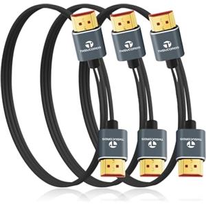 Thsucords Ultra Sottile 8K 4K Cavo HDMI 0,5M 3 Pezzi, Flessibile Morbido ad alta velocità HDMI 2.1 Supporto 4K@120Hz 8K@60Hz 48Gbps Compatibile con Roku TV/HDTV/PS5/Blu-ray