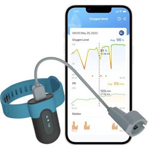 Viatom SleepU Pulsossimetro da Polso Ricaricabile, Saturimetro Continuo Portatile, Analisi Sonno Avanzata, Monitoraggio SpO2 in Tempo Reale, Autonomia 16 Ore, App Bluetooth Gratuita & Report PC